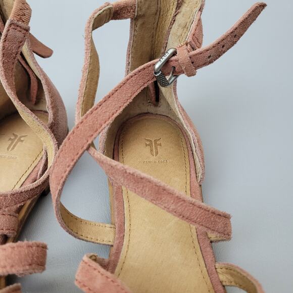 Frye Kenzie Moto Strappy 70379 Suede Ankle Strap Flats -6M ($228.00 Retail) - Picture 6 of 9